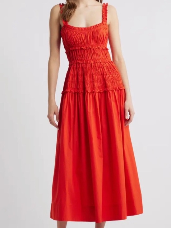 Doen Dresses & Skirts - Doen Marianne Dress Red Orange Ruche Dress sz M *AS IS*